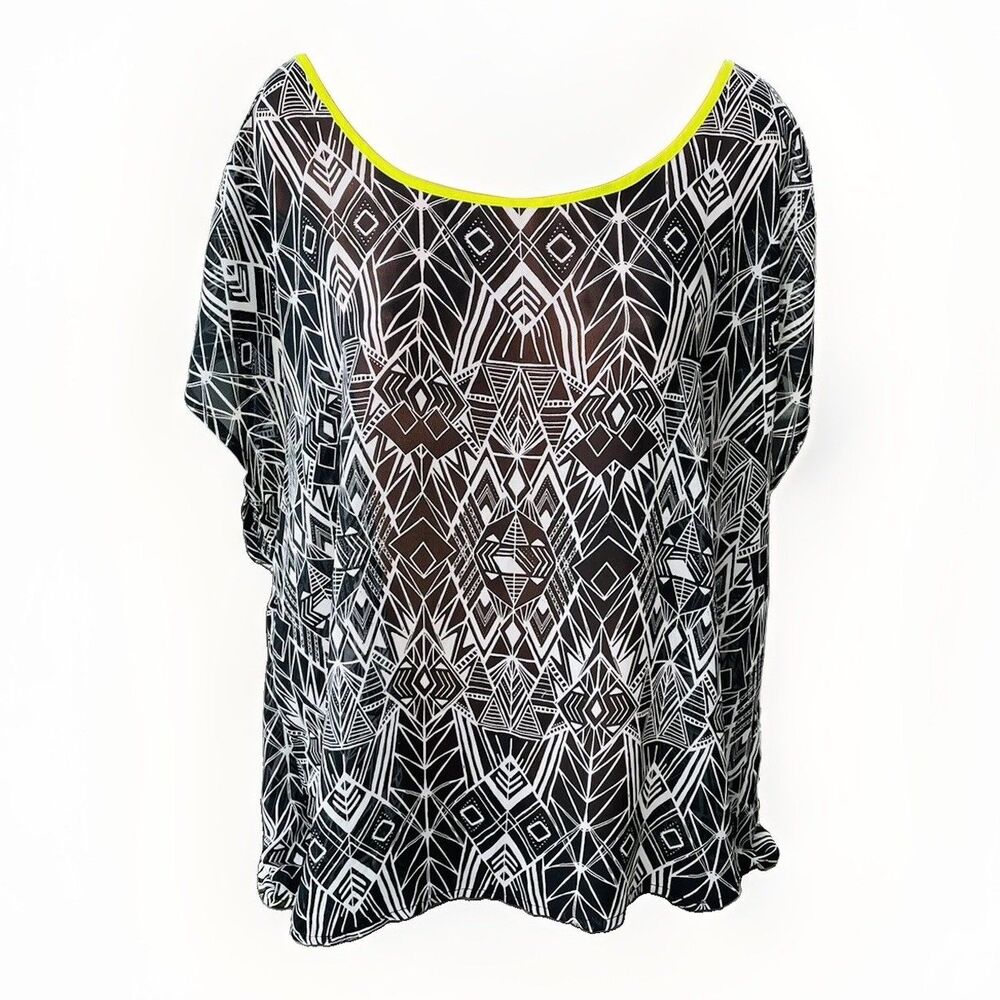 Womens Open Back Geometric Print Blouse Size M